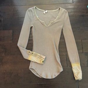 Army green free people thermal top